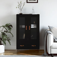 Credenza-Buffet-Armadio da cucina Nera 69,5x31x115 cm in Legno Multistrato