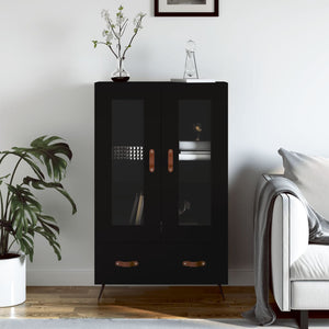 Credenza-Buffet-Armadio da cucina Nera 69,5x31x115 cm in Legno Multistrato