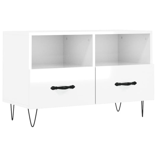 Mobile Porta TV Bianco Lucido 80x36x50 cm in Legno Multistratocod mxl 79954