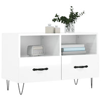 Mobile Porta TV Bianco Lucido 80x36x50 cm in Legno Multistrato 828966
