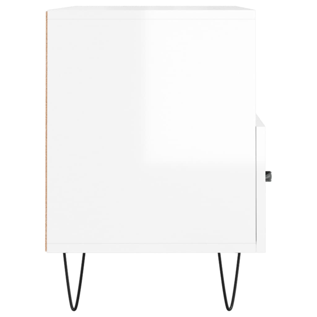 Mobile Porta TV Bianco Lucido 80x36x50 cm in Legno Multistrato 828966