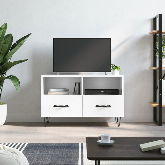 Mobile Porta TV Bianco Lucido 80x36x50 cm in Legno Multistratocod mxl 79954