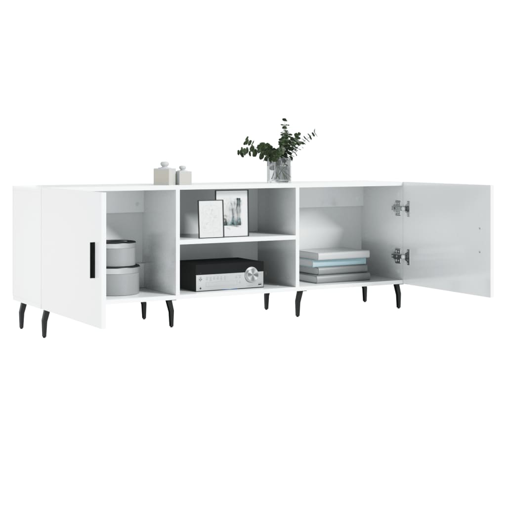 Mobile Porta TV Bianco Lucido 150x30x50 cm in Legno Multistrato 829110