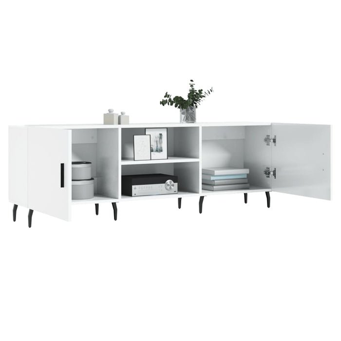Mobile Porta TV Bianco Lucido 150x30x50 cm in Legno Multistrato 829110