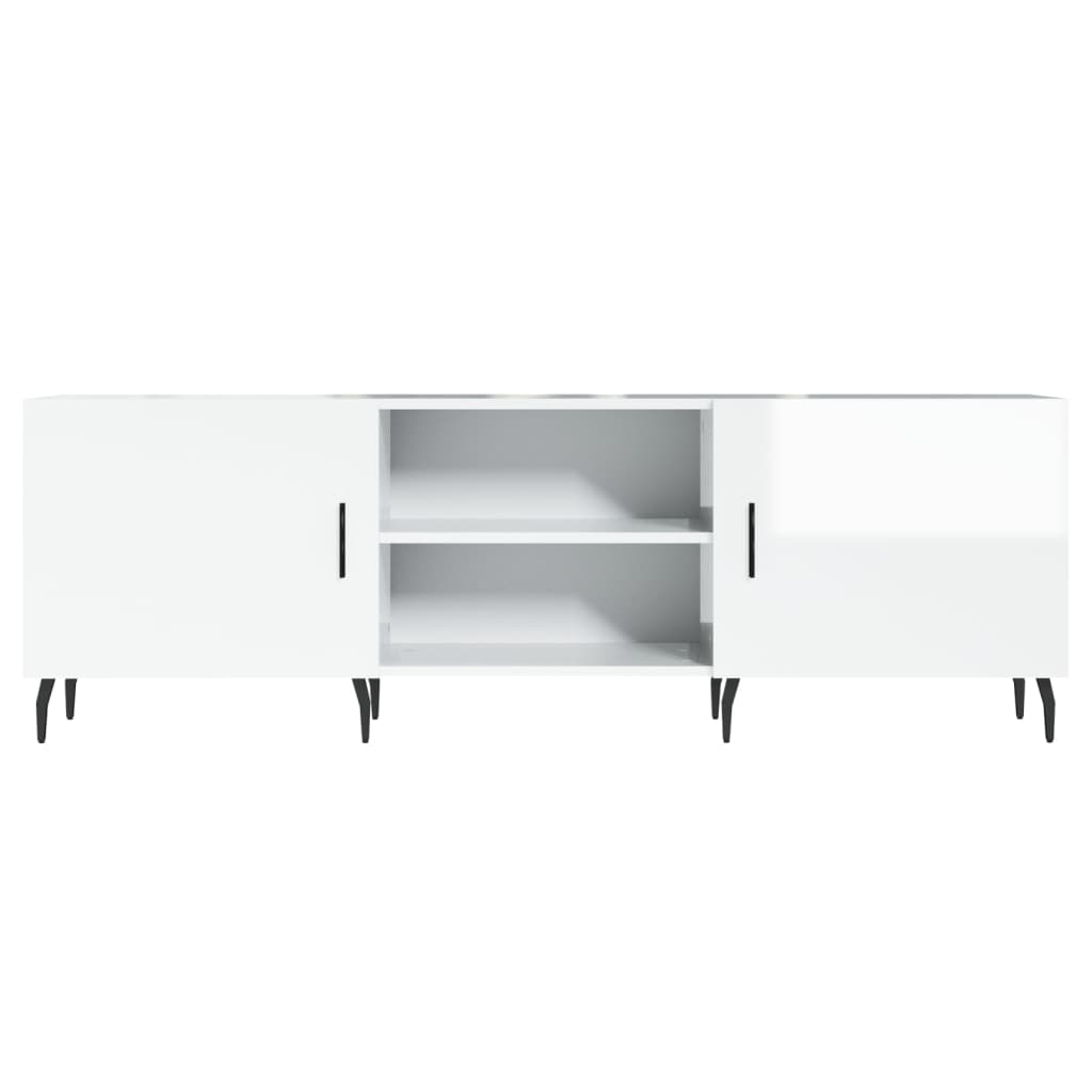 Mobile Porta TV Bianco Lucido 150x30x50 cm in Legno Multistrato 829110