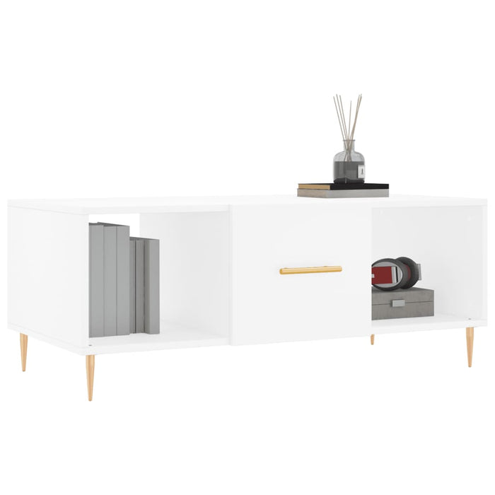 Tavolino da Salotto Bianco 102x50x40 cm in Legno Multistrato 829284