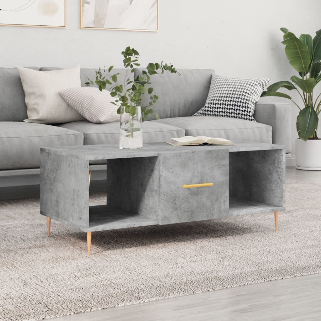 Tavolino Salotto-Tavolino da soggiorno-Tavolo Grigio Cemento 102x50x40 cm Legno Multistrato 882814