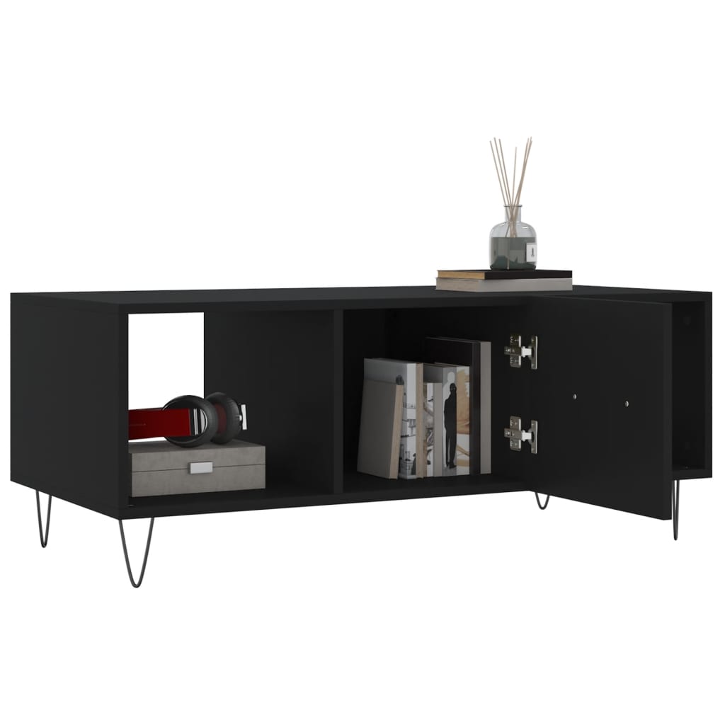 Tavolino da Salotto Nero 102x50x40 cm in Legno Multistrato 829293