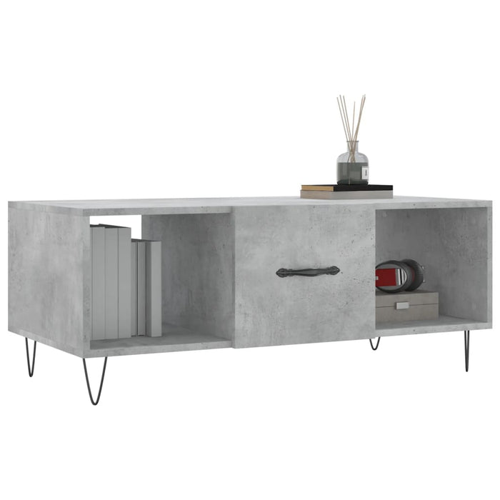 Tavolino Salotto Grigio Cemento 102x50x40 cm Legno Multistrato 829296