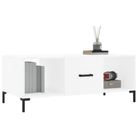 Tavolino da Salotto Bianco 102x50x40 cm in Legno Multistrato 829300