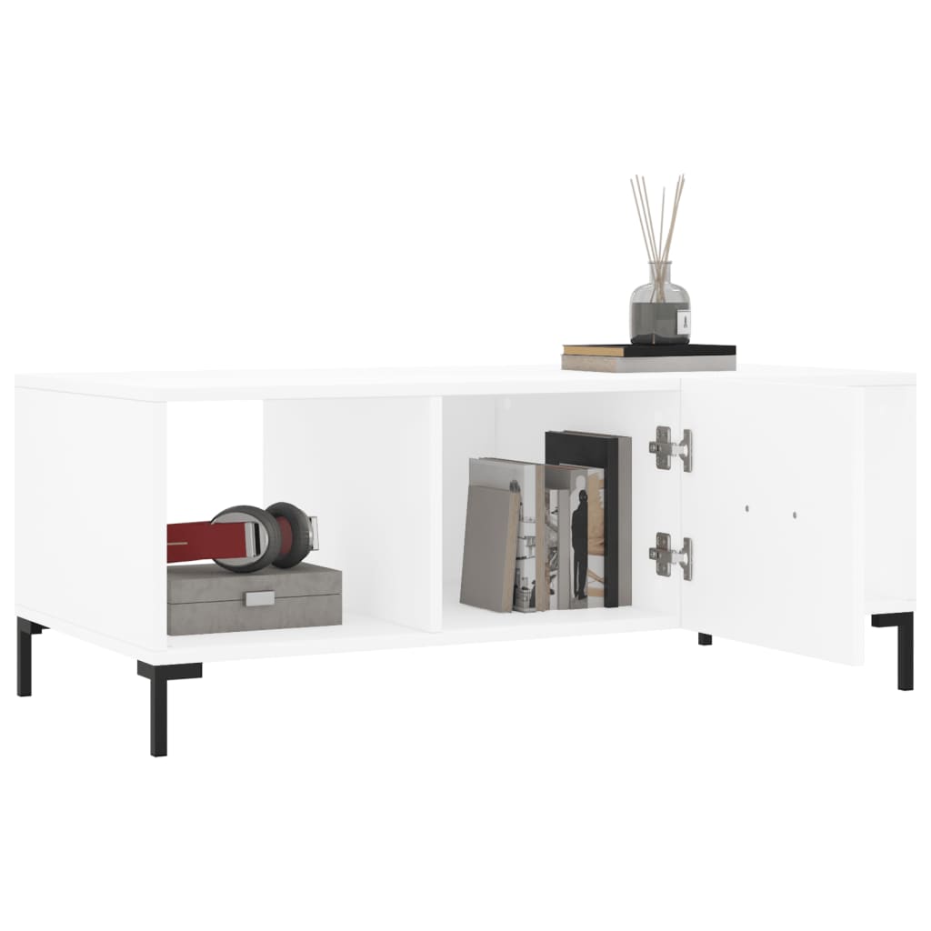 Tavolino da Salotto Bianco 102x50x40 cm in Legno Multistrato 829300