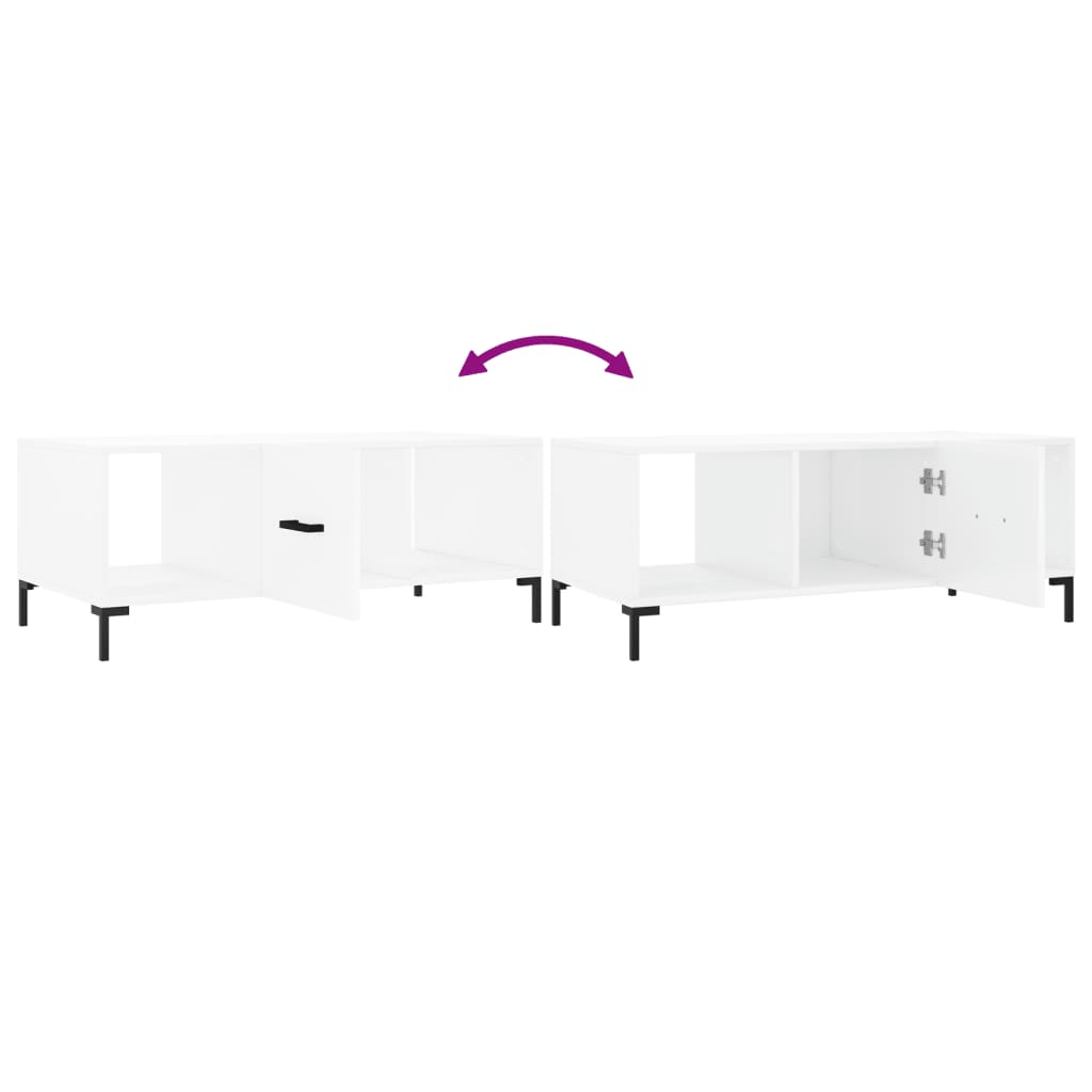 Tavolino da Salotto Bianco 102x50x40 cm in Legno Multistrato 829300