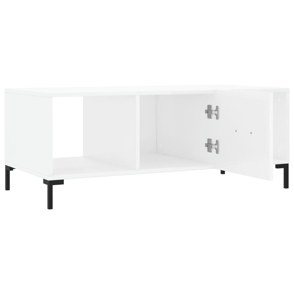 Tavolino da Salotto Bianco Lucido 102x50x40cm Legno Multistrato 829302