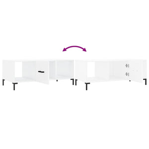 Tavolino da Salotto Bianco Lucido 102x50x40cm Legno Multistrato 829302