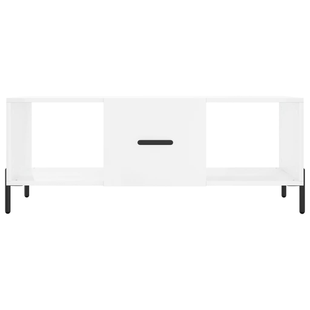 Tavolino da Salotto Bianco Lucido 102x50x40cm Legno Multistrato 829310