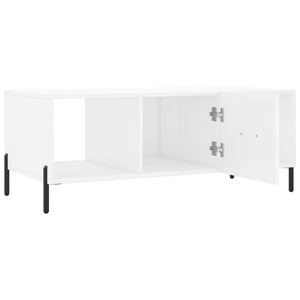 Tavolino da Salotto Bianco Lucido 102x50x40cm Legno Multistrato 829310