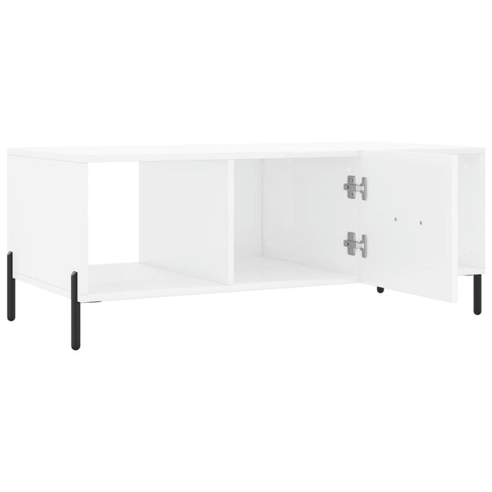 Tavolino da Salotto Bianco Lucido 102x50x40cm Legno Multistrato 829310