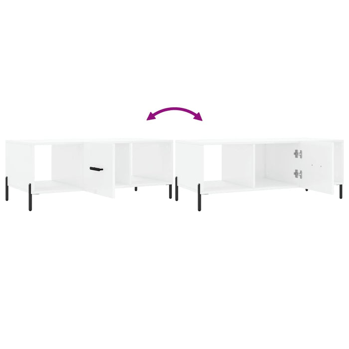 Tavolino da Salotto Bianco Lucido 102x50x40cm Legno Multistrato 829310