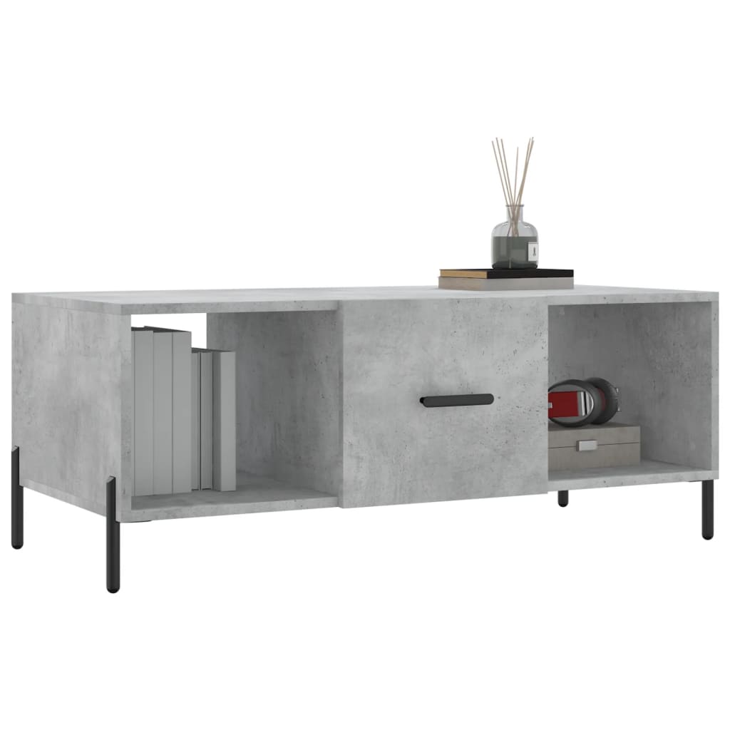 Tavolino Salotto-Tavolino da soggiorno-Tavolo Grigio Cemento 102x50x40 cm Legno Multistrato 892826