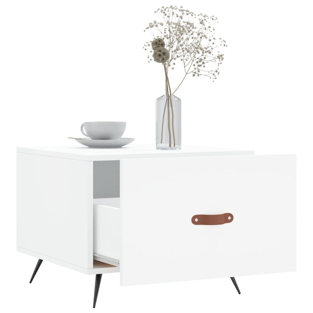 Tavolini da Salotto 2 pz Bianchi 50x50x40 cm Legno Multistrato 829333