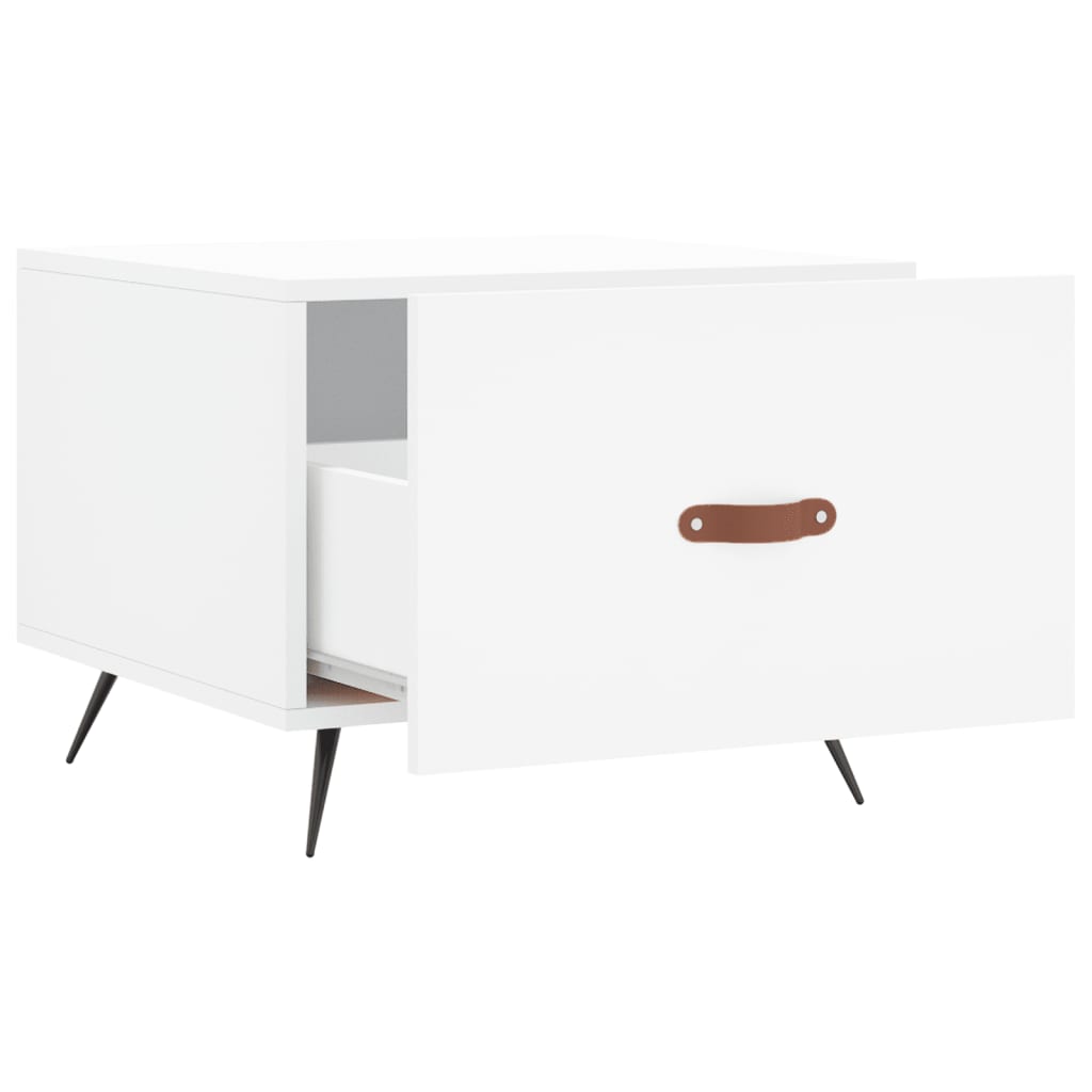 Tavolini da Salotto 2 pz Bianchi 50x50x40 cm Legno Multistrato 829333