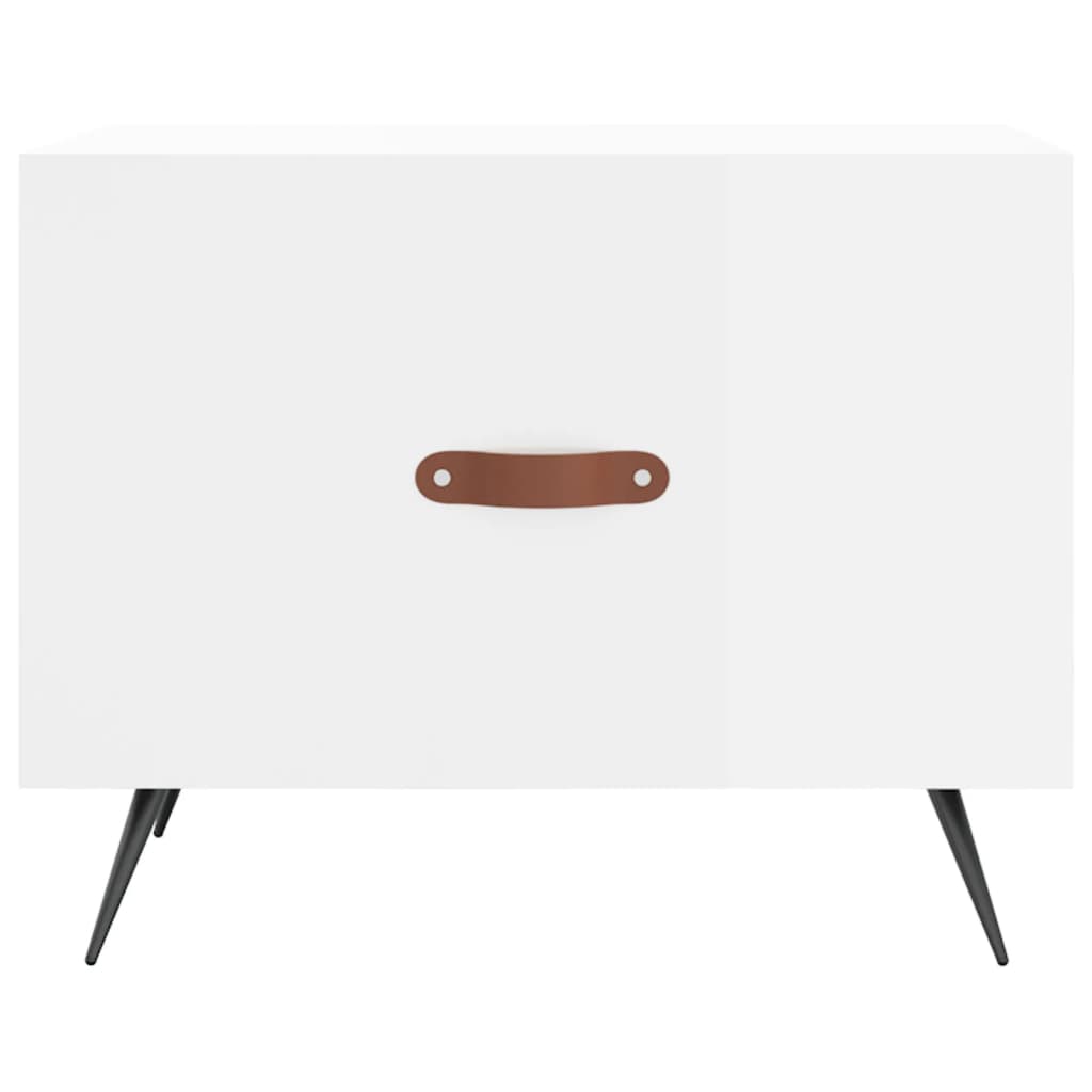 Tavolino da Salotto Bianco Lucido 50x50x40 cm Legno Multistrato 829336