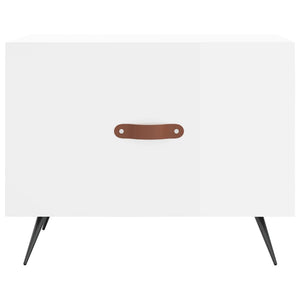 Tavolino da Salotto Bianco Lucido 50x50x40 cm Legno Multistrato 829336