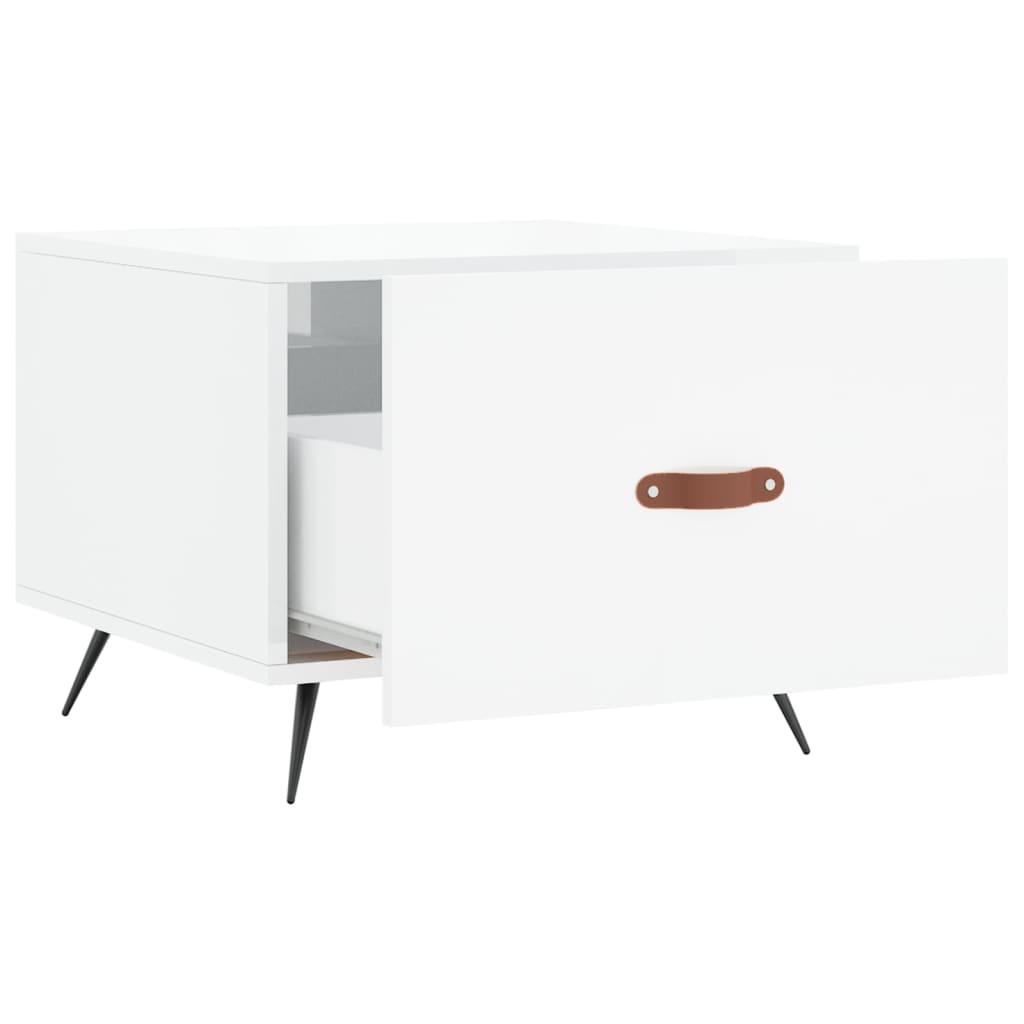 Tavolino da Salotto-Tavolino da soggiorno-Tavolo Bianco Lucido 50x50x40 cm Legno Multistrato 123758