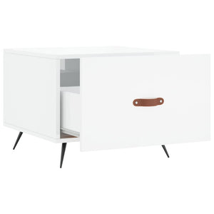 Tavolino da Salotto-Tavolino da soggiorno-Tavolo Bianco Lucido 50x50x40 cm Legno Multistrato 123758