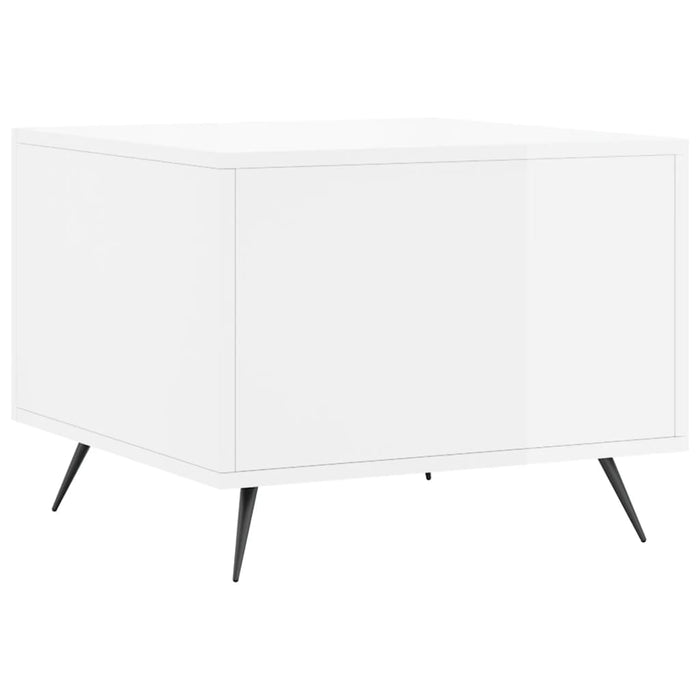 Tavolino da Salotto-Tavolino da soggiorno-Tavolo Bianco Lucido 50x50x40 cm Legno Multistrato 123758