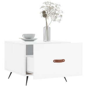 Tavolini Salotto 2pz Bianco Lucido 50x50x40cm Legno Multistrato 829337