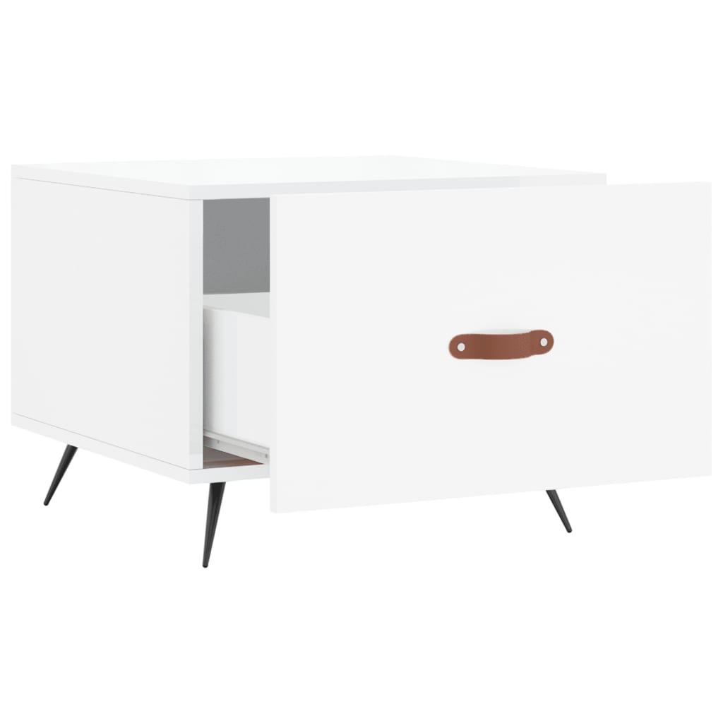 Tavolini Salotto 2pz Bianco Lucido 50x50x40cm Legno Multistrato 829337