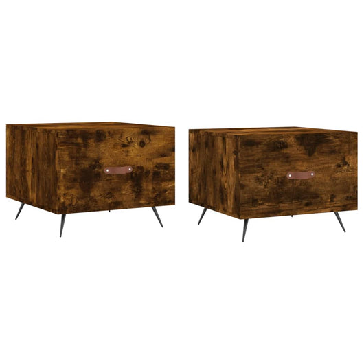 Tavolini Salotto 2 pz Rovere Fumo 50x50x40cm Legno Multistrato 829343