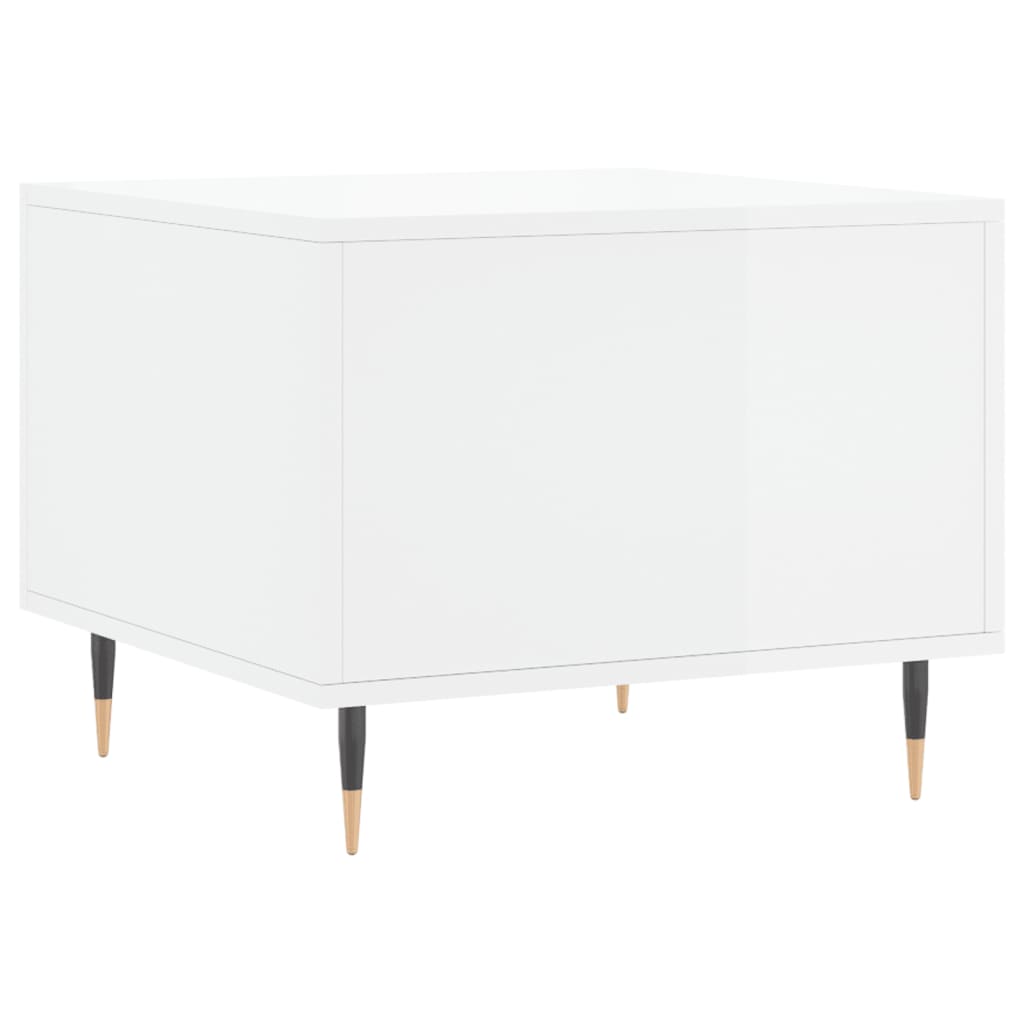 Tavolino da Salotto-Tavolino da soggiorno-Tavolo Bianco Lucido 50x50x40 cm Legno Multistrato 427477
