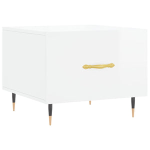 Tavolini Salotto 2pz Bianco Lucido 50x50x40cm Legno Multistrato 829353