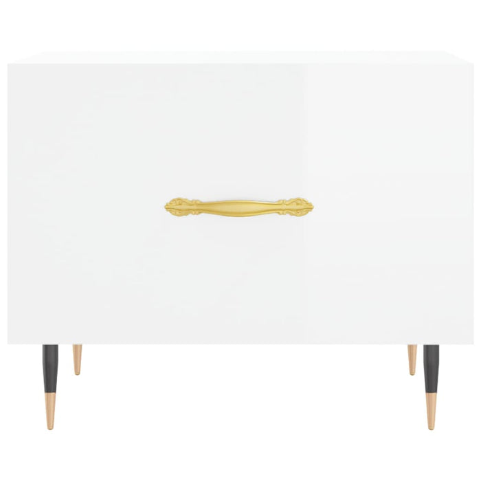 Tavolini Salotto 2pz Bianco Lucido 50x50x40cm Legno Multistrato