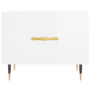 Tavolini Salotto 2pz Bianco Lucido 50x50x40cm Legno Multistrato 829353