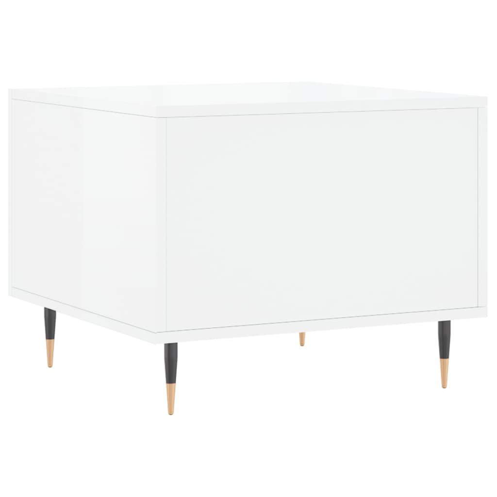 Tavolini Salotto 2pz Bianco Lucido 50x50x40cm Legno Multistrato 829353