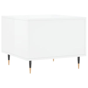 Tavolini Salotto 2pz Bianco Lucido 50x50x40cm Legno Multistrato 829353