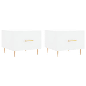 Tavolini da Salotto 2 pz Bianchi 50x50x40 cm Legno Multistrato 829365