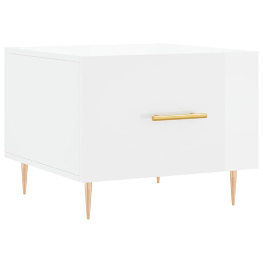 Tavolino da Salotto Bianco Lucido 50x50x40 cm Legno Multistrato 829368