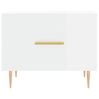Tavolino da Salotto Bianco Lucido 50x50x40 cm Legno Multistrato 829368