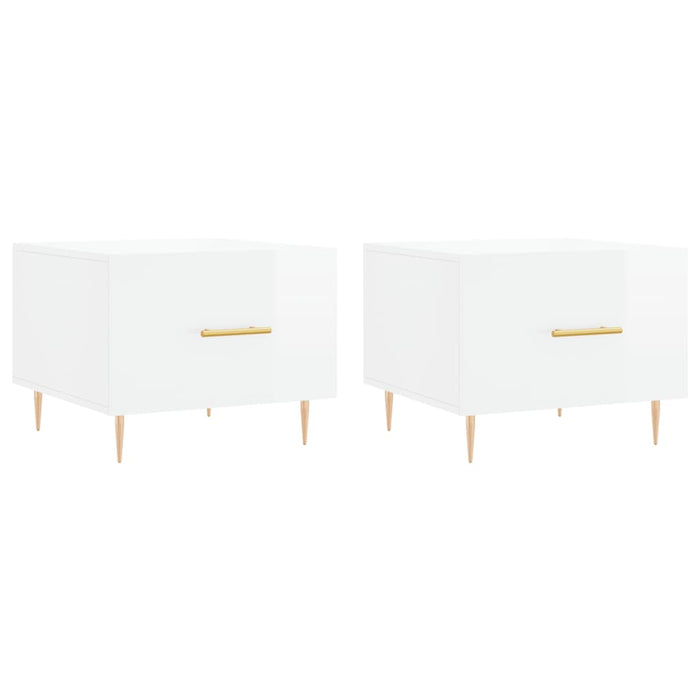 Tavolini Salotto 2pz Bianco Lucido 50x50x40cm Legno Multistrato 829369