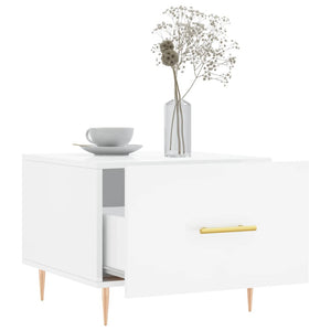 Tavolini Salotto 2pz Bianco Lucido 50x50x40cm Legno Multistrato 829369