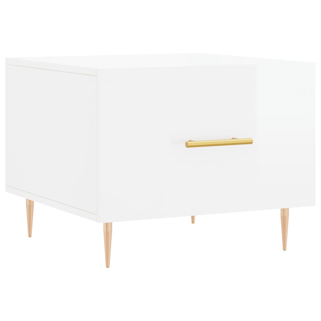 Tavolini Salotto 2pz Bianco Lucido 50x50x40cm Legno Multistrato 829369