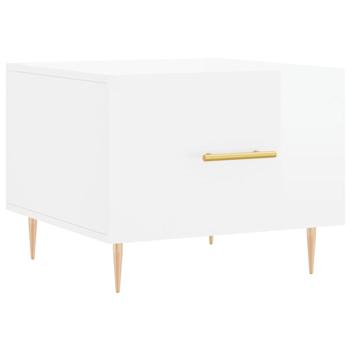 Tavolini Salotto 2pz Bianco Lucido 50x50x40cm Legno Multistrato 829369