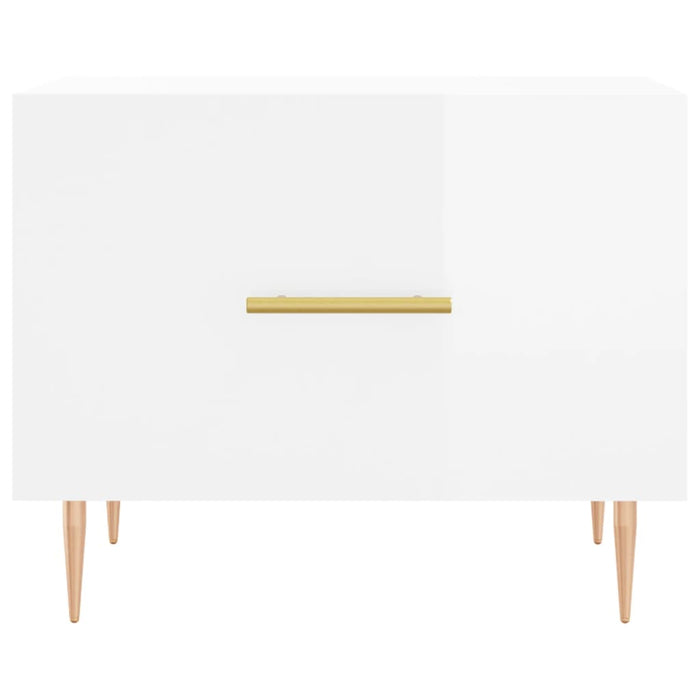 Tavolini Salotto 2pz Bianco Lucido 50x50x40cm Legno Multistrato 829369