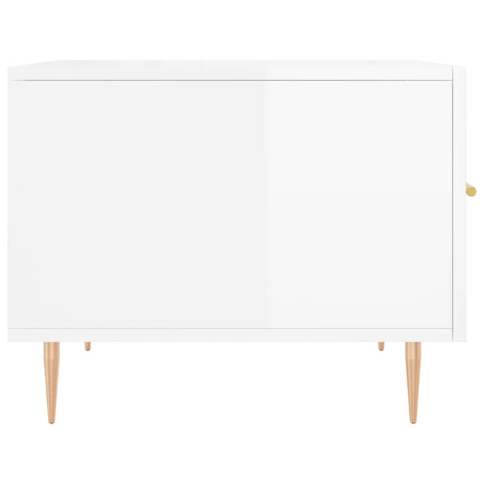 Tavolini Salotto 2pz Bianco Lucido 50x50x40cm Legno Multistrato 829369