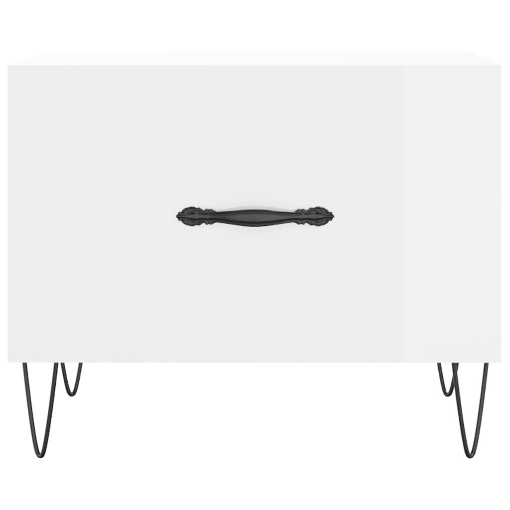 Tavolino da Salotto Bianco Lucido 50x50x40 cm Legno Multistrato 829384