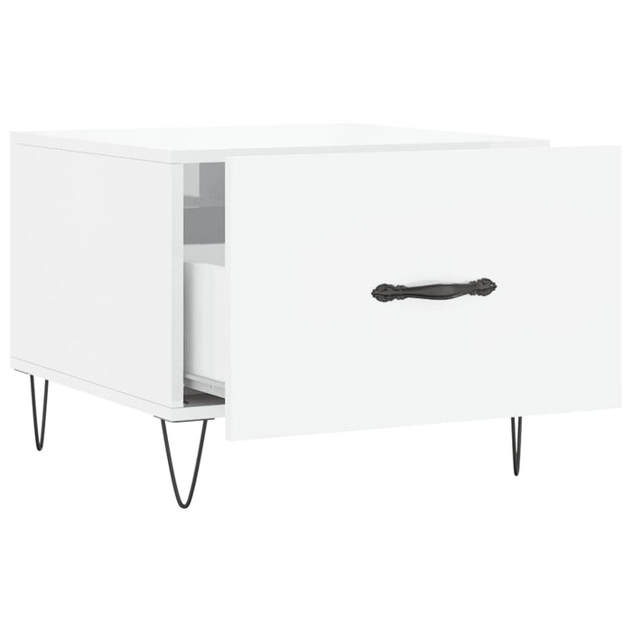 Tavolino da Salotto-Tavolino da soggiorno-Tavolo Bianco Lucido 50x50x40 cm Legno Multistrato 552513